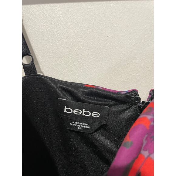 bebe Floral Sleeveless Sweetheart Neck Slit Front Maxi Dress Red Multi Women's S - Picture 3 of 5